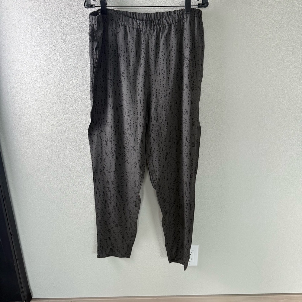 Eileen Fisher Bark Silk Crepe Slouchy Pant Gray Confetti Printed Women’s Large - Picture 3 of 12